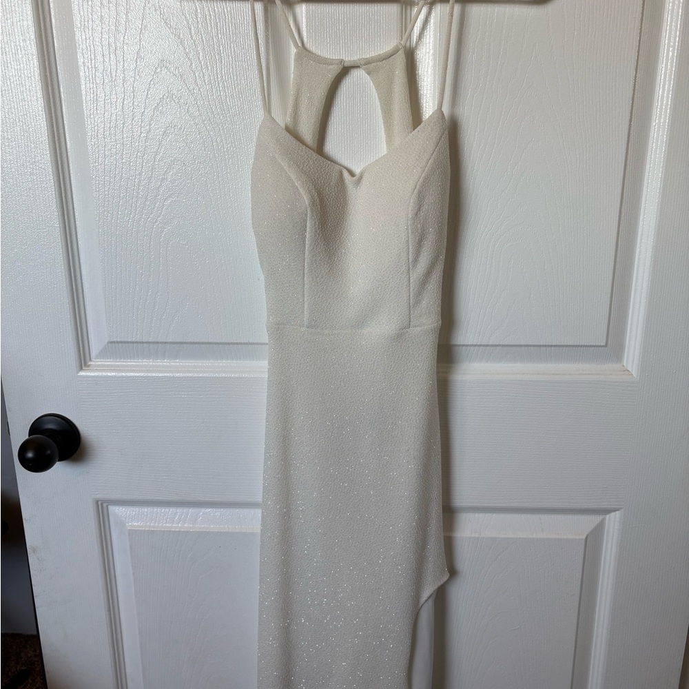 City Triangles White Asymmetrical Dress